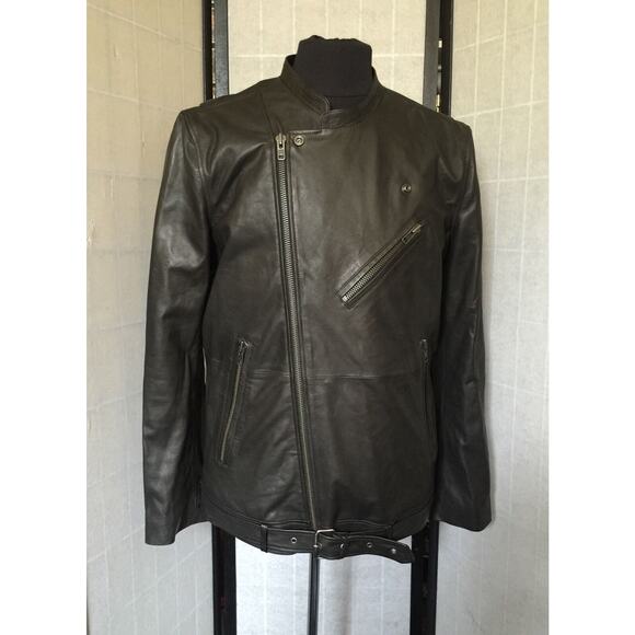 NWT BLK DNM NYC Mens BLACK genuine LEATHER JACKET Size Large goth grunge - Picture 2 of 7